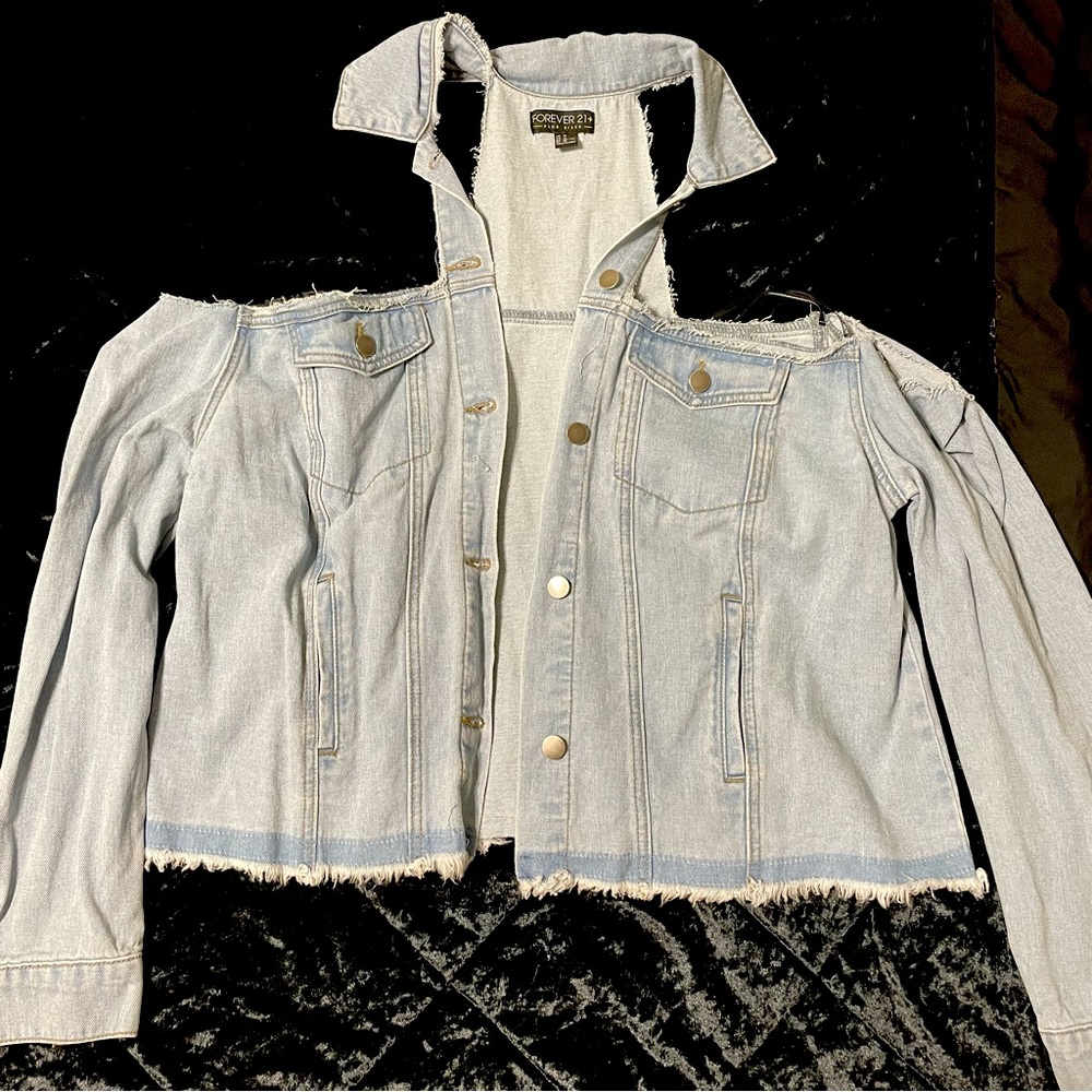 Cold Shoulder Denim Jacket